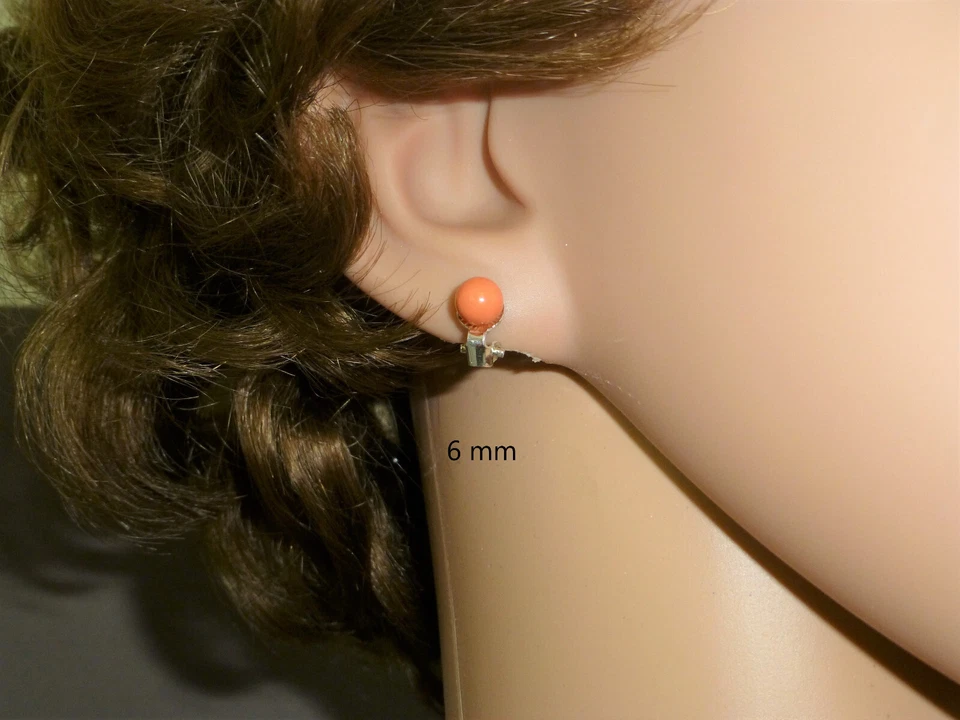 Ohrclips Silber 925 Perle opak Koralle Rot Türkis Schwarz - Bild 3 von 4