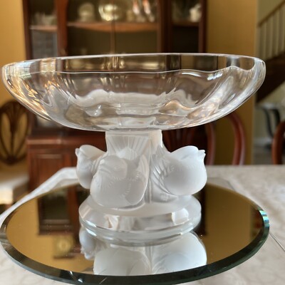 Lalique Signed Bowl Sparrow Pedestal Candy Dish Style # 11051 | eBay