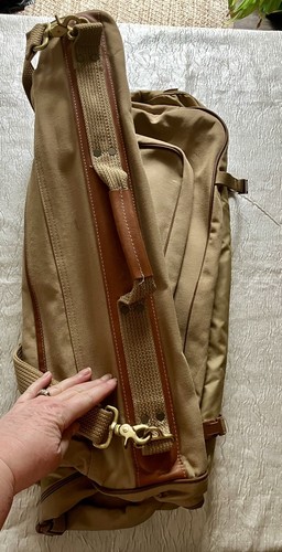 Vtg Eddie Bauer Duck Canvas Leather FORD Folded Hanging Garment Travel Bag - Picture 5 of 24
