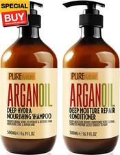 Argan Oil Shampoo and Conditioner Set - Sulfate Free Moroccan Care with Keratin