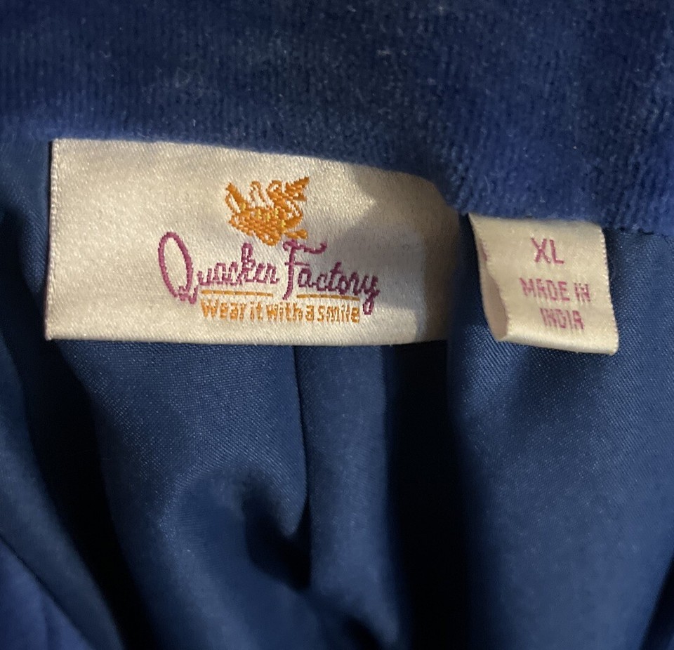 Women’s Vest Size XL Quacker Factory Blue Velvet Zip Up eBay