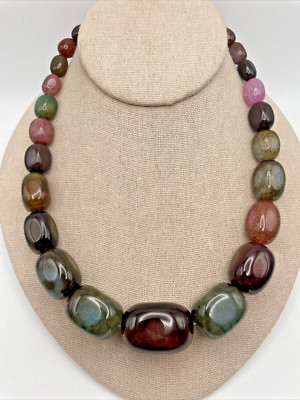 JAY KING Gorgeous Sterling Silver Multi-Color Agate Bead 19'' Necklace - NIB