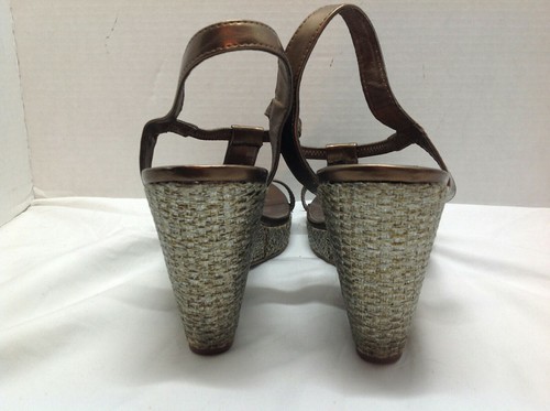 Madeline Stuart Bronze Woven Wedge Shoes Heels Clogs Women's Size 11M - Picture 6 of 9