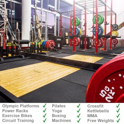 Gym Floor Mats Heavy Duty Solid Rubber Mat Pack High Grip 18mm  Thick UK