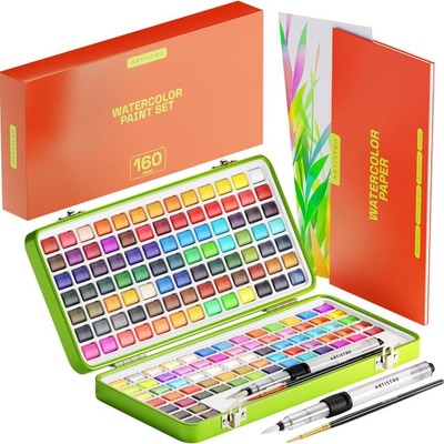 Watercolor Paint Set 160 Vivid Colors + Metallic and Neon Colors