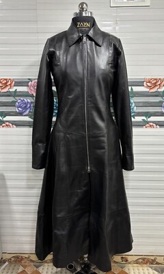 Women's Genuine Lambskin Leather Long Dress Black Gown Mistress Suit Gothic  Coat | eBay