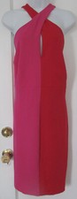 Halter Midi Dress Criss Cross Two Tone Women's Sz 1X Pink & Red New Fashion Nova