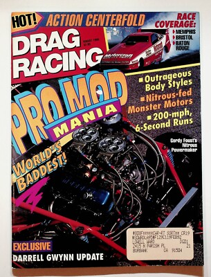 1990 August Drag Racing Magazine Pro Mod Nitrous Gordy Foust Darrell Gwynn NHRA