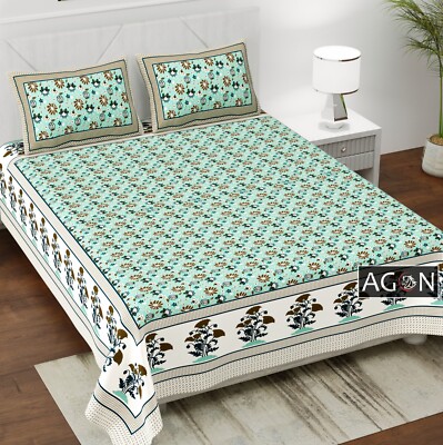 Cotton Super Soft Printed Queen Size Double Bedsheet with Pillow Covers Bedroom