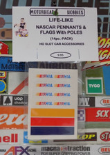LIFE-LIKE, HO SLOT CAR, NASCAR PENNANTS, FLAGS  POLES, 14pc. DECAL  POLE PACK