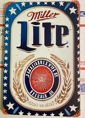 Miller Lite Beer Aluminum Sign - Miller Brewing Company - Oversized Can