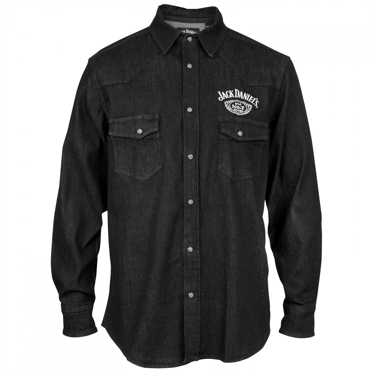Jack Daniel's Denim Western Snap Buttons Shirt Black | eBay