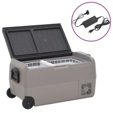 Kühlbox mit Rollen und Adapter Schwarz & Gra...