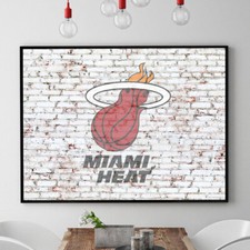 MIAMI HEAT Official NBA Team Logo Bricks Basketball Home Poster Canvas