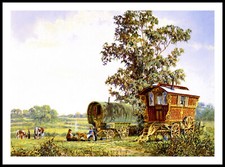 Landscape Wall Art Print Traveller Romany Gypsy Wagon Caravan Bow Top Horse Camp
