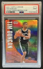 2001-02 Topps Chrome Tim Duncan Team Refractor #TT2 Spurs PSA 9