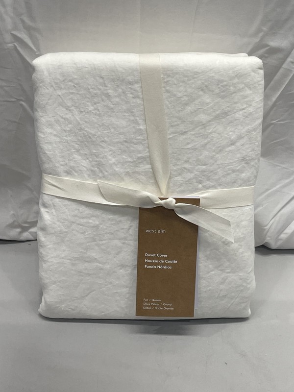 West Elm Duvet Cover European Flax Linen Off White Full Queen