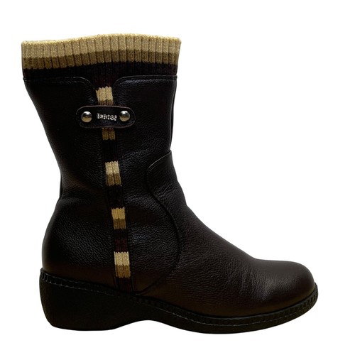 Rich Boss Women’s Brown Leather With Knitted Cuff Ankle Boots