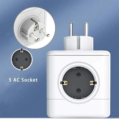 Steckdosenwürfel ohne Kabel, 5 AC-Steckdosen mit 5-fach Mehrfachsteckdose