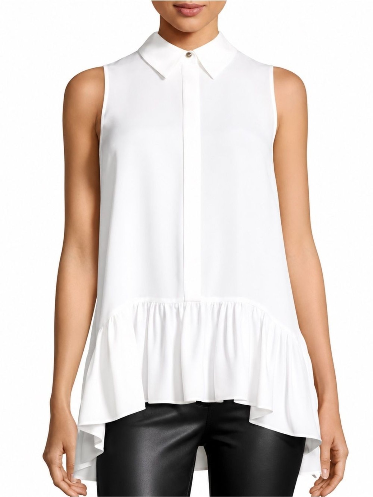 Diane von Furstenberg Lanzi Silk Ivory Sleeveless Open-Side Top Luxury Size S