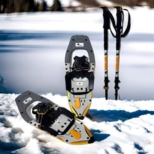 Denali Sawtooth Spin Snowshoes 8x21 | Trail Hiking Set w/ Poles & Bag 150 lb