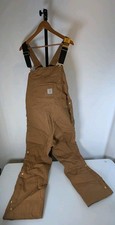 Carhartt Firm Duck Insulated Bibs Overalls Loose Fit Brown Mens L OR6672-M NWT