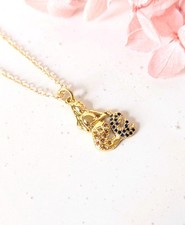Real Gold Plated Mermaid Charm Necklace Pendant With Cubic Zirconia Gift For Her