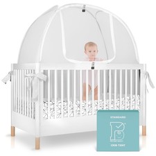 Breathable Mesh Crib Tent: Baby Safety Net Canopy, Prevent Climbing, Auto-Lock Z