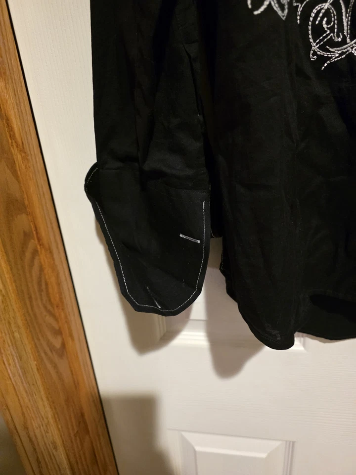 Camisa de plumón Angelino para hombre Y2K Western negra blanca bordada manga larga Foto 4 de 4