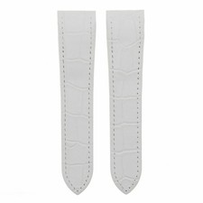 23MM LEATHER BAND ALLIGATOR GRAIN STRAP FOR 38MM CARTIER SANTOS 100 XL WHITE