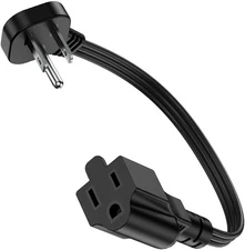Flat Plug Short Extension Cord 1Ft Low Profile Adapter 3 Prong Indoor Small Grou