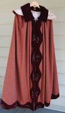 Vtg Handmade Wool Tweed Renaissance Cloak Cape Cosplay Lined Detachable Hood