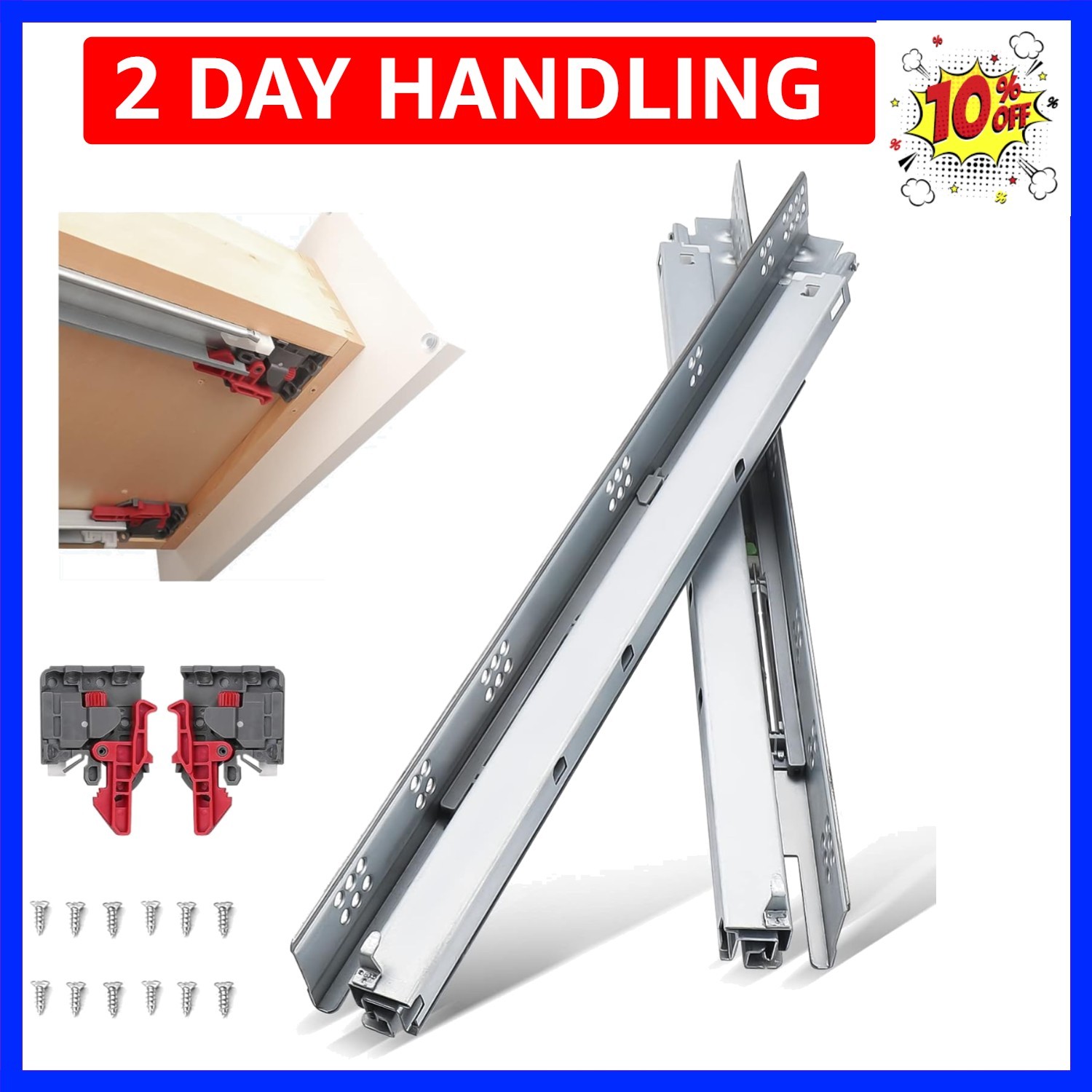 1 Pair 21 Inch Undermount Drawer Slides, Self Soft Close Ful