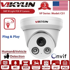 Vikylin Audio 5MP IP Camera IR Night Vision POE Outdoor Metal H265 ONVIF Wired