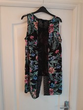 Ladies Black Floral Tunic Size 14