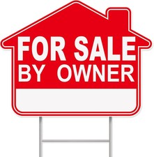 For Sale By Owner Yard Sign, 1-Pack 17"x13" Double-Sided Signs, Corrugated Pl...