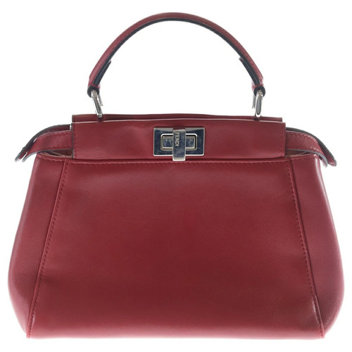 FENDI Peekaboo Mini Monster 2WAY Bag Handbag Shoulder Bag Red Leather