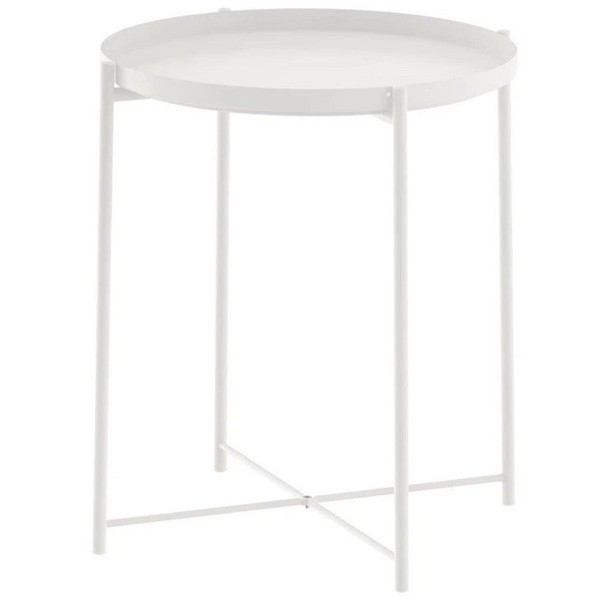Mesa Auxiliar IKEA GLADOM Blanco Acero Bandeja Extraíble Superior Ligera 45x53cm