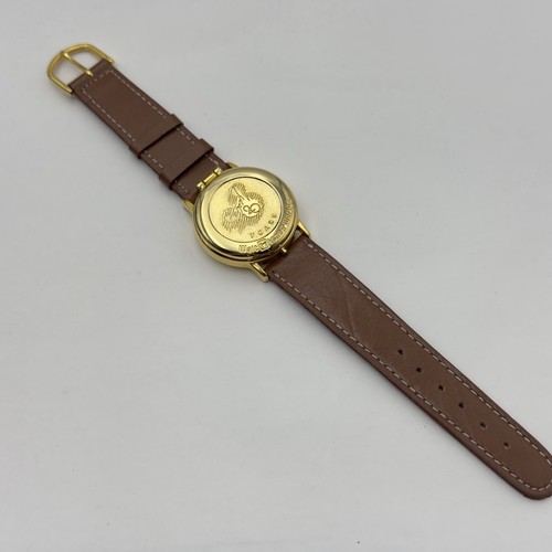 A Walt Disney World Surprise Spring Loaded Brown Leather Gold Tone Watch Case - Picture 8 of 8