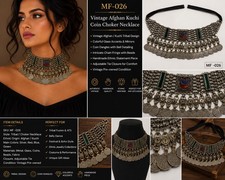 MF-026 Vintage Afghan Kuchi Coin Choker Necklace Tribal ATS Bellydance Jewelry