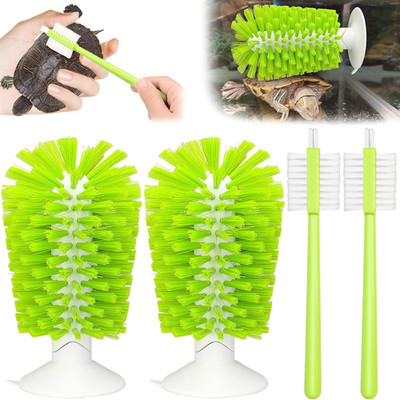 4 Pack Turtle Brush with Suction Cup for Tank, Turtle Shell Cleaning Brush