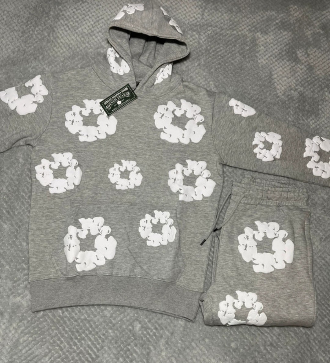Denim Tear Grey/White Tracksuit Set Size Small