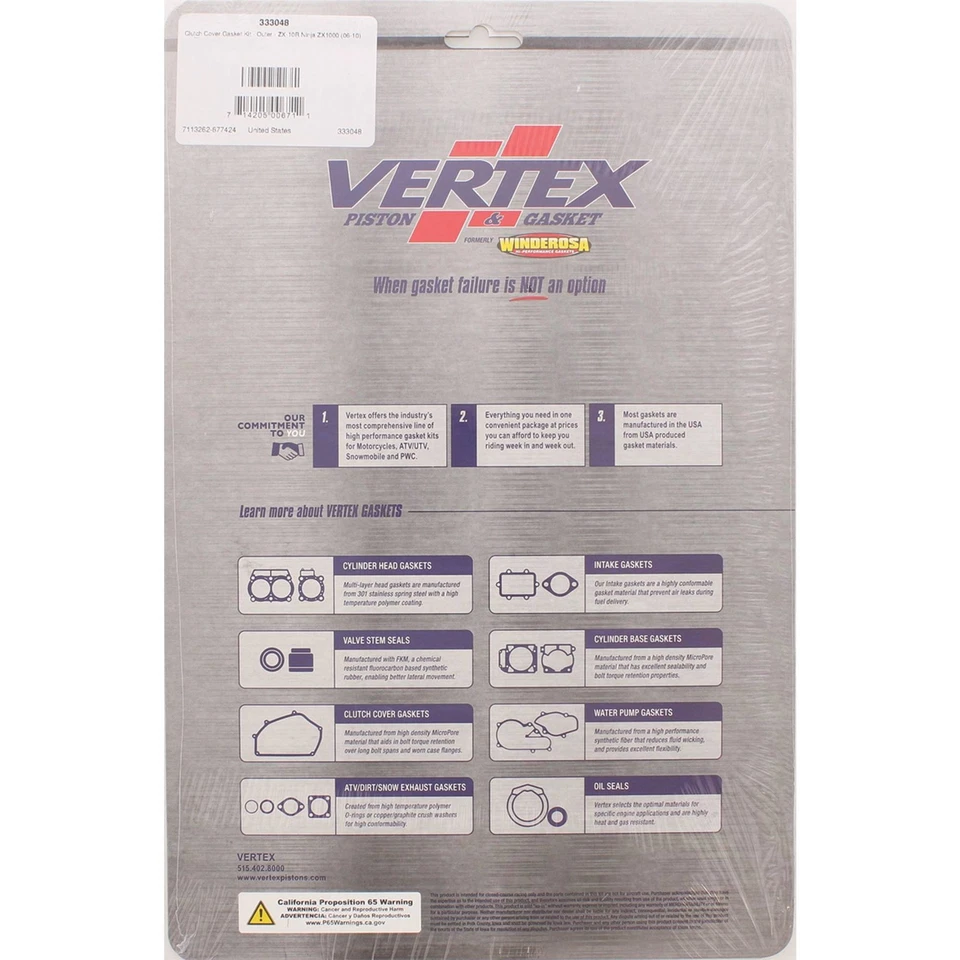 Vertex Outer Clutch Cover Gasket Kit for Kawasaki ZX 10R Ninja (ZX 1000D) Foto 3 de 3