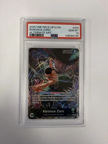 2025 ONE PIECE OP12-LEGACY OF THE MASTER ALTERNATE ART #020 RORONOA ZORO PSA 10