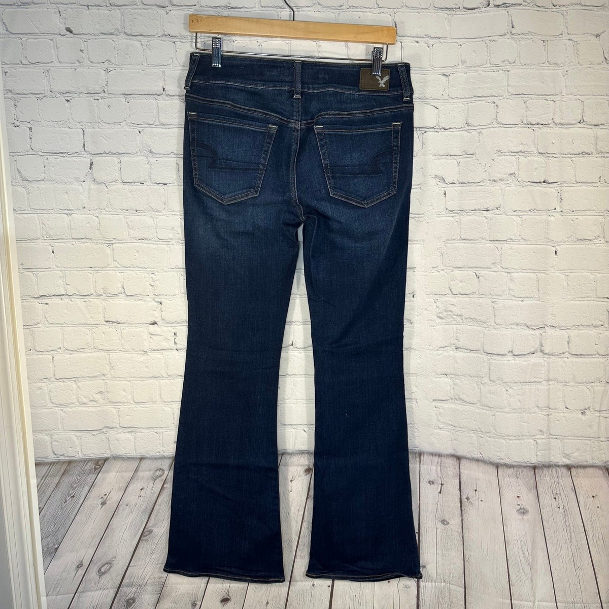 American Eagle Artist Flare Jeans Dark Wash Super Super Stretch Womens 10 Reg View 6