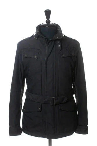 Mens Black Belstaff Black Label Nylon Motorcycle Jacket Leather Trim image 1