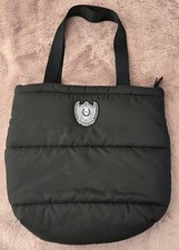 Victoria's Secret/PINK Logo Patch Black Quilted Puffer Tote Bag Zipper Pocket