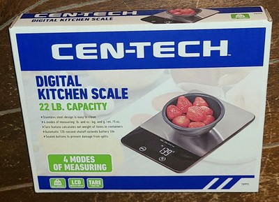 Cen-Tech Digital Kitchen Scale -22LB. Capacity- 4 Modes of Measuring #70991