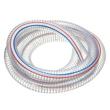 1-1/8" ID Wire Reinforced Hose 10 Ft Vinyl Suction Tubing Clear