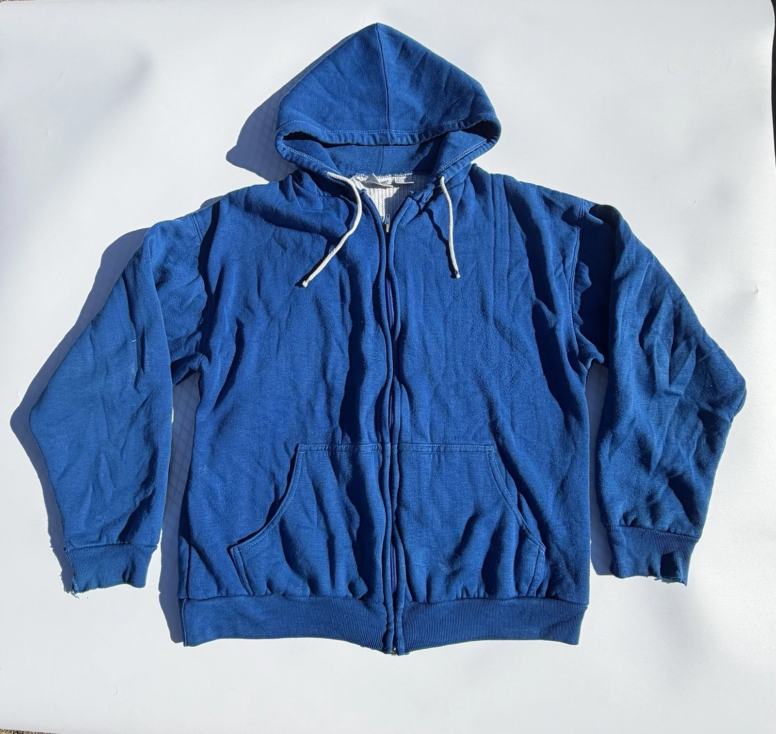 Vintage 80s MacGregor Thermal Lined Full-Zip Waffle Knit Hoodie Blue Men’s Med